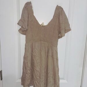 Blush Asymmetrical Dress in Tan- Built in Shorts- & Pockets!